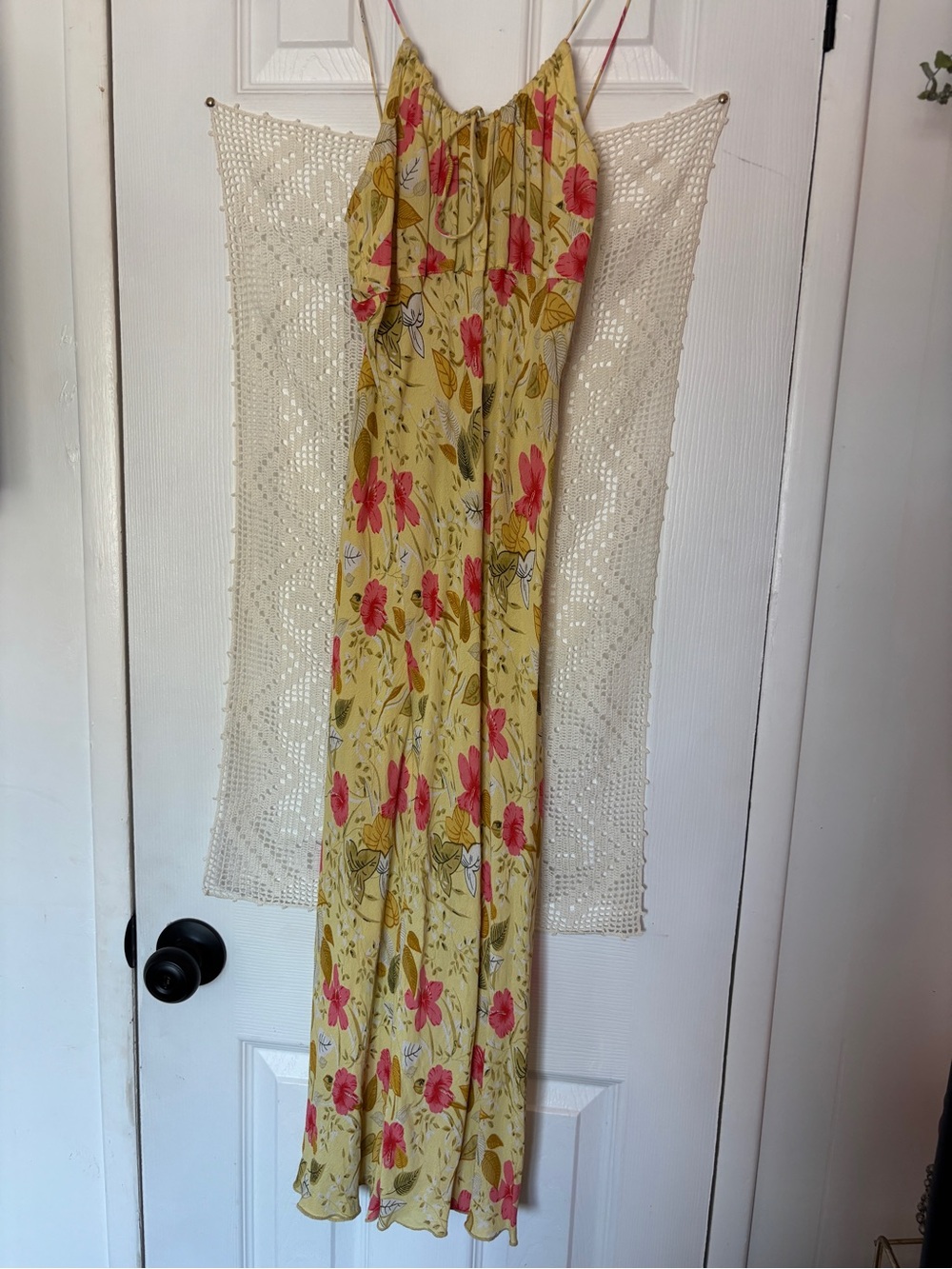 Floral Yellow Spaghetti-Strap slip dress